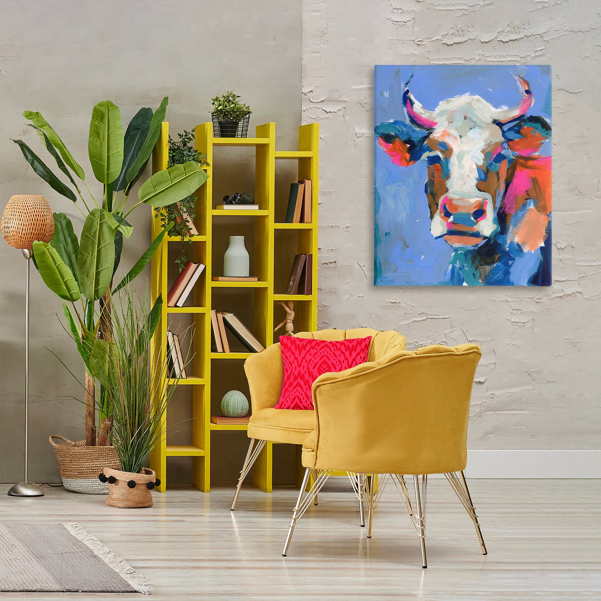 Stupell Industries Painterly Cow Portrait Animals & Insects Painting Gallery Wrapped Canvas Art Print Wall Art, 30 x 40
