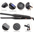 thumbnail image 2 of Mini Hair Straightener, Hair Straightener, Curl and Straighten 2 in 1,100-220°C, LCD Display, Straightener for All Hair Types, Short Hair, Pony, Male Beard (Black), 2 of 5