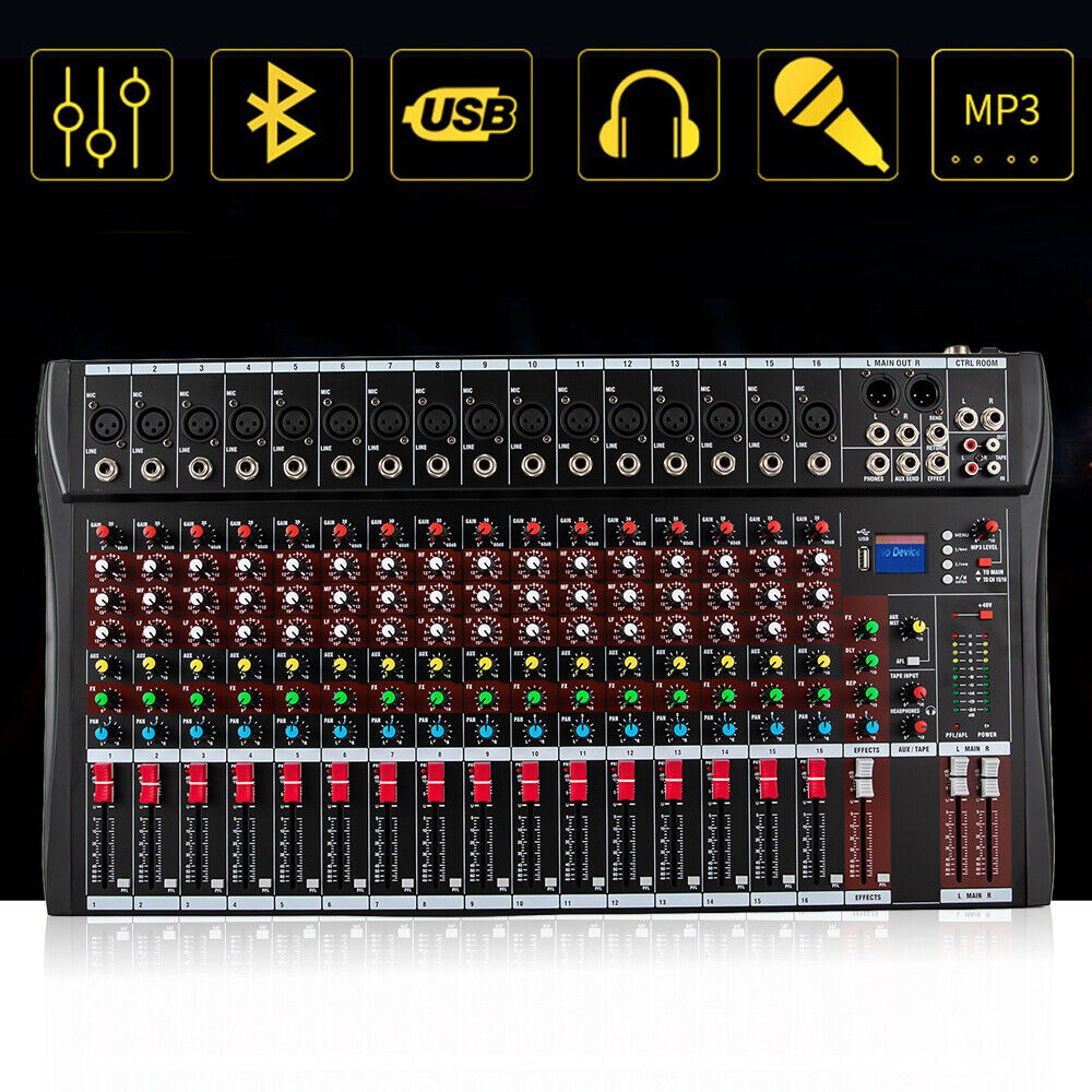 HiKaRiGuMi Professional 16 Channel Sound Mixing Console Board USB DJ Wireless Bluetooth Audio Mixer