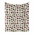 thumbnail image 1 of Sushi Soft Flannel Fleece Throw Blanket, Sashimi and Rolls Cuisine Delicious Doodle, Cozy Plush for Indoor and Outdoor Use, 50" x 70", White Multicolor, by Ambesonne, 1 of 6