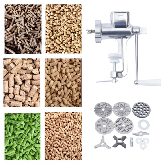 Miumaeov Household Feed Pellet Maker Machine Stainless Steel Animal Feed Granulator with 5 Pellet Plates 1.5 2 2.5 3 8mm