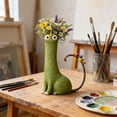 thumbnail image 6 of Handcrafted Quirky Cat Vase, Whimsical Ceramic Cat Flower Vase, Ceramic Kitty Planter for Desk, Shelf, Cat Vase for Flowers Home Decor, Unique Gift for Cats Lovers, 6 of 9