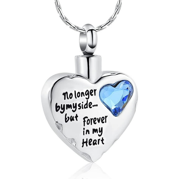 Cremation Jewelry for Ashes -No Longer By My Side Forever in My Heart Urn Pendant Necklace for Ashes Grandma Grandpa Mom Dad Papa Nana Brother Sister