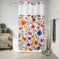 thumbnail image 6 of No Hook Shower Curtain with Built-in Rings - Watercolor Wild Flowers Print Washable Waterproof Fabric Bathroom Curtains for Hotel,Rentals, Stall 36 X 72 Inch , Boho Floral, 6 of 9