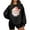Black, variant on Crewneck Sweatshirts Women Christmas Santa Claus Print Plush Shirt Long Sleeve Pullover Loose Tops