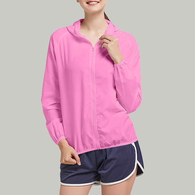 Veste d'Extérieur Légère pour Femme Respirante Imperméable Coupe-Soleil Imperméable avec Capuchon pour Randonnée Voyage S
