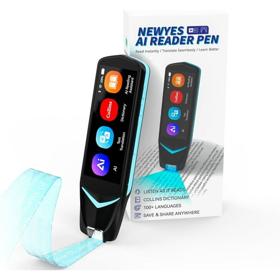 NEWYES AI Pen, Reading Pen for Dyslexia Scan Reader Pen 4 Text to Speech Device Translator Pen, Photo Translation OCR 16GB Bluetooth Pen Scanner for Students Adults (Blue) (3.99")