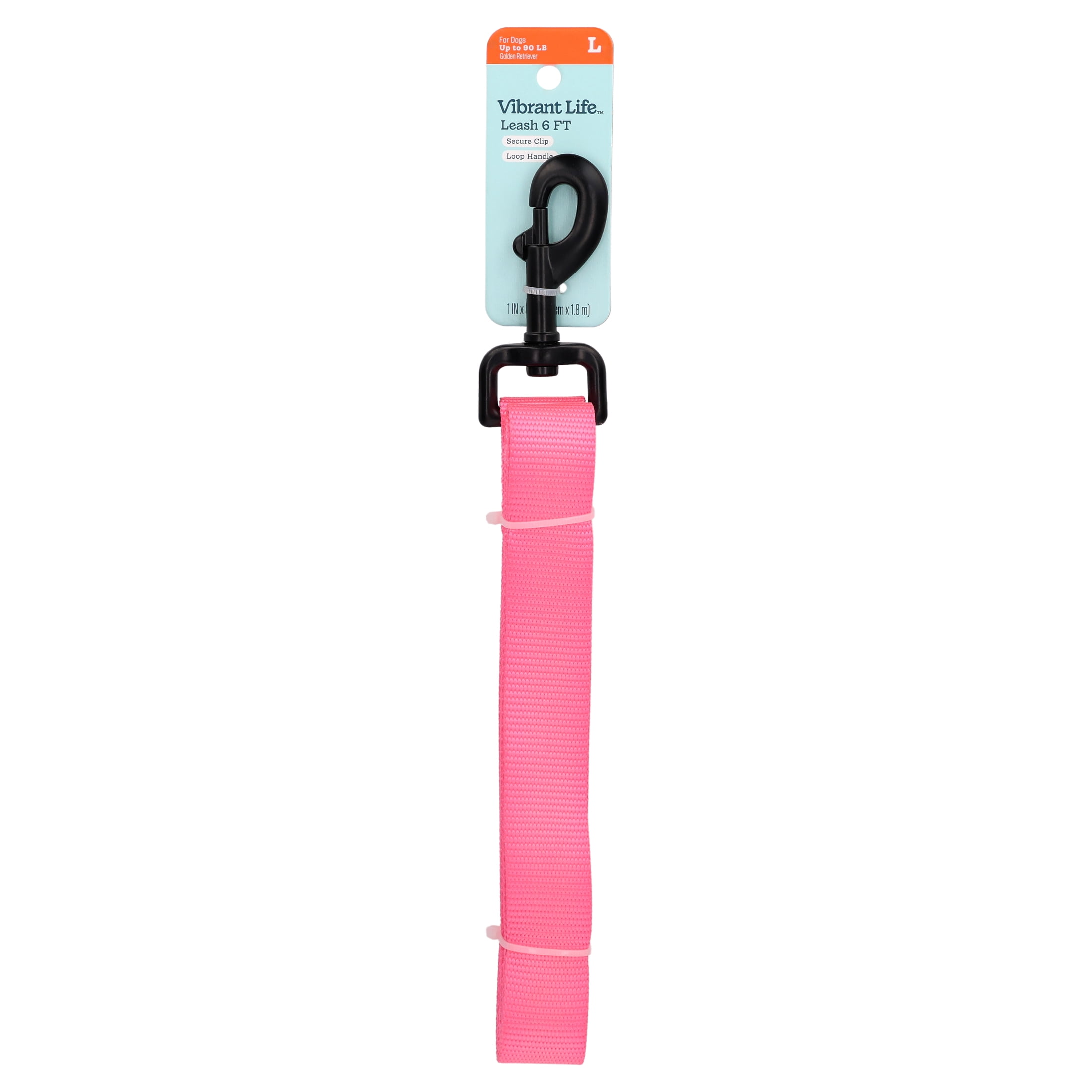 Vibrant Life 6 ft Solid Polyester Leash, Pink, Large