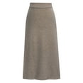 thumbnail image 1 of Frontwalk Ladies Skirts Solid Color Midi Skirt High Waist Travel Casual Knitted Khaki M, 1 of 2