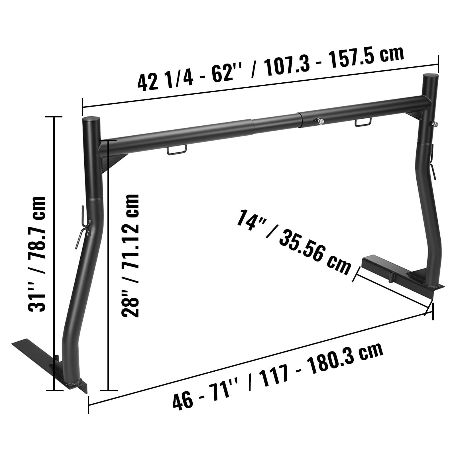 SKYSHALO 46"-71" Truck Rack 800lbs Pick up Truck Ladder Width Capacity for Kayak