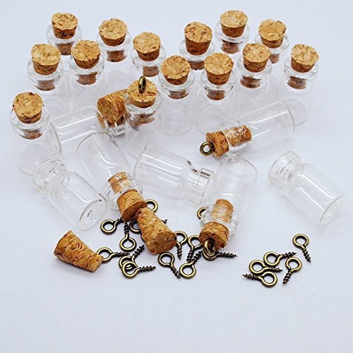 50 Pcs Small Mini Tall Clear Glass Bottles Jars with Corks Stoppers DIY Arts NEW 