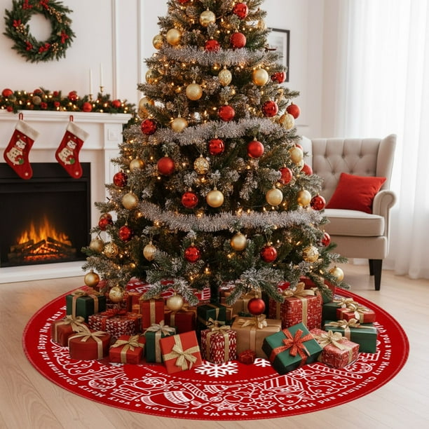 Christmas Tree Skirt Christmas Tree Bottom Decoration Skirt Snowflake Dwarf Short Plushs Hotel Shopping Mall Tree Bottom Decoration Skirt