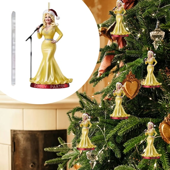 Dolly Memorial Parton Christmas Ornament Commemorative Hanging Tree Pendant for Home Office Shelf Decor Dolly Gifts for Women Festive Party Accessories