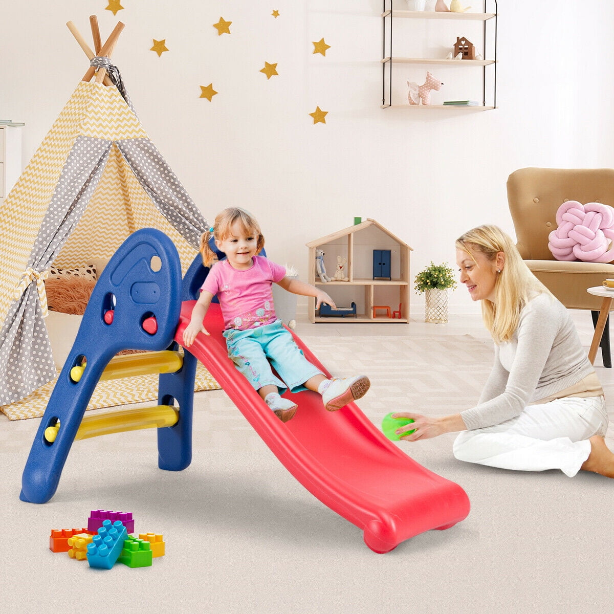 Slide Folds Playground Children Plastic Indoor Outdoor Backyard Toy Fun Kid Play 