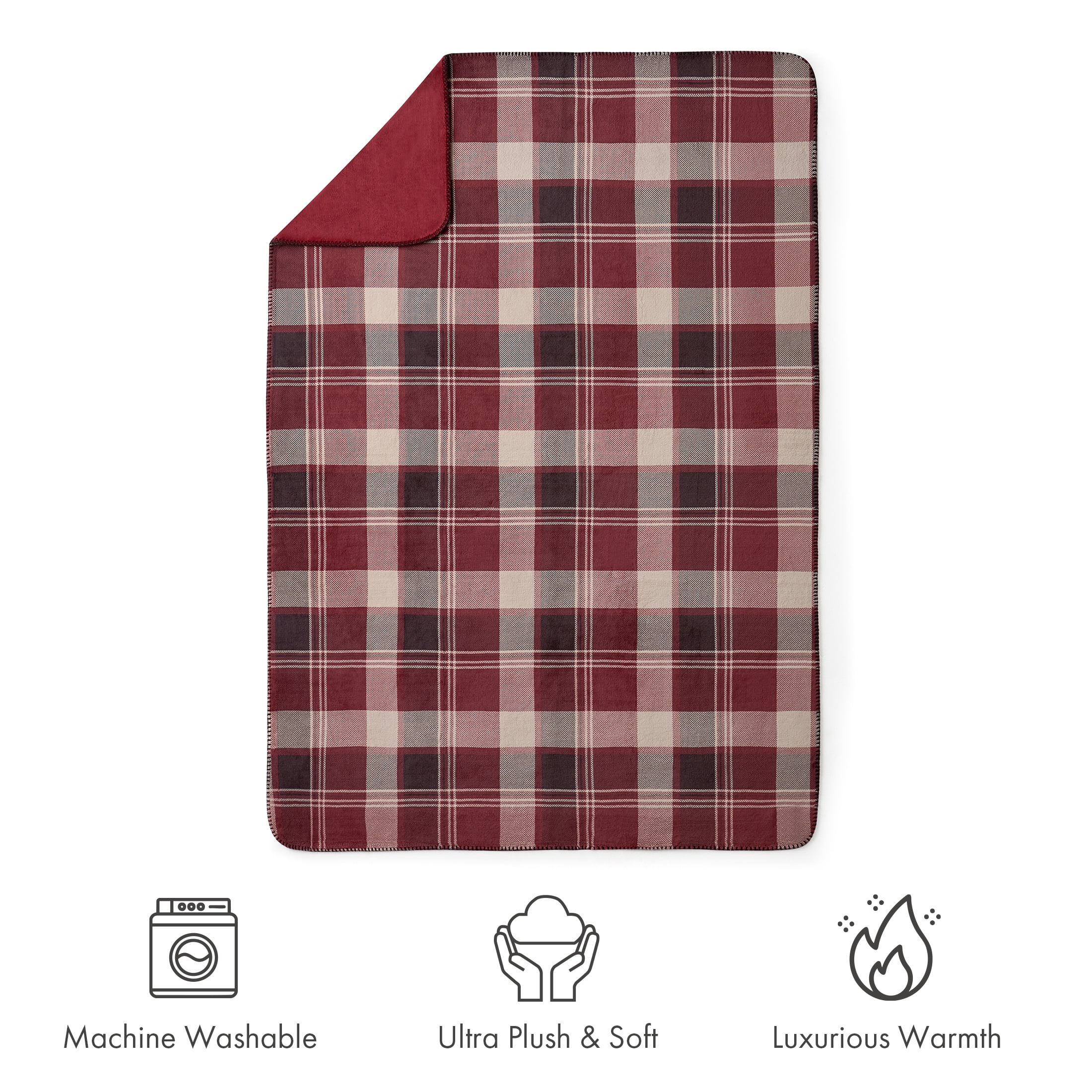 Pawz Plush Oversized Throw Blanket for Couch or Bed, Soft Flannel