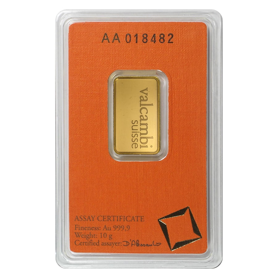 10 gram Gold Valcambi Bar w/ Assay