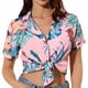 thumbnail image 2 of Blusa de manga corta con cuello en V y estampado informal para mujer a la moda OAVQHLG3B Store  lin121212, 2 of 4