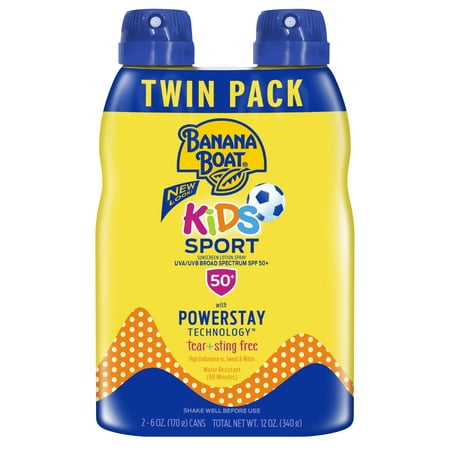 Banana Boat Kids Sport Sunscreen Spray SPF 50+, 12 Oz Twin (Best Spray On Sunscreen For Toddlers)