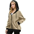 thumbnail image 4 of KkSLirnhs Sweatshirts for Women Plus Size Women's Coat Solid Color Waterproof Windproof Rainproof Jacket Hooded Jacket S Brown, 4 of 9