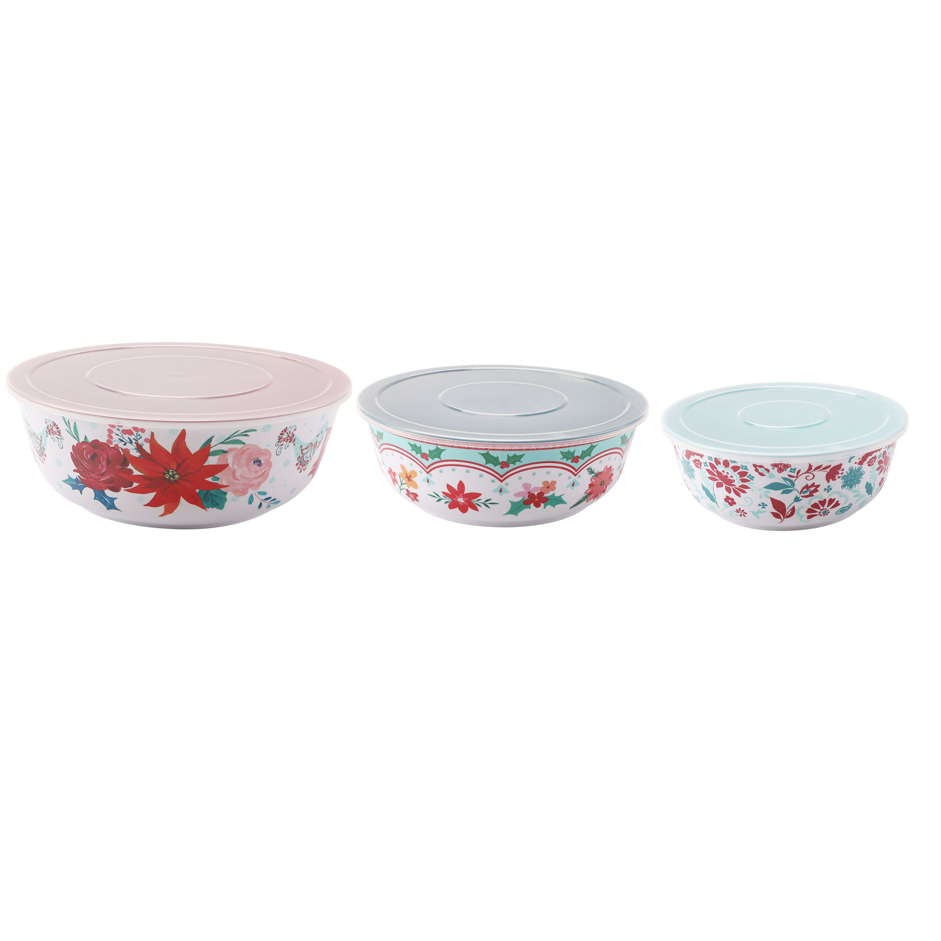 The Pioneer Woman Mazie 6-Piece Round Ceramic Nesting Bowl Set  with Build-In Steam Release,15.5 ounce : Home & Kitchen