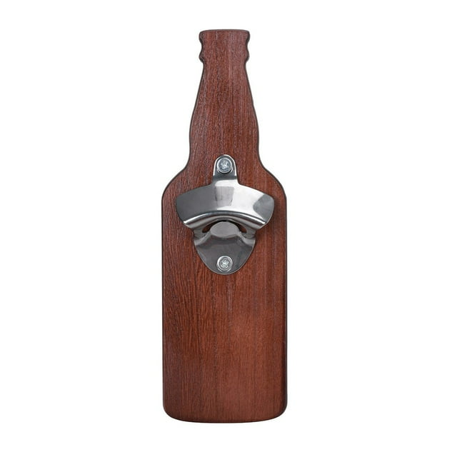 Abridor de Botellas de Pared, Recolector de Tapas Magnético, Acabado de Madera Resistente, para Refrigerador o Pared, Recolector de Tapas Automático, Decoración Elegante para Bar o Cocina, R
