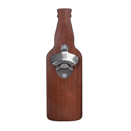 

Wall Mount Bottle Opener with Embedded Magnetic Cap Catcher in Solid Wood Fridge