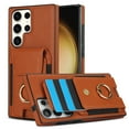 thumbnail image 2 of Dteck Card Slots Wallet Case for Samsung Galaxy S24 Ultra,Shockproof Premium PU Leather Kickstand Protective Cover with Ring Holder Back Case,Brown, 2 of 8