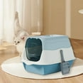 thumbnail image 6 of HOARBOEG 19.69*13.39*12.99in Enclosed Litter Box Low Entry Senior Cat Litter Box Anti Splash Anti Diffusion Kitty Litter Pan Extra Large, Blue, 6 of 7