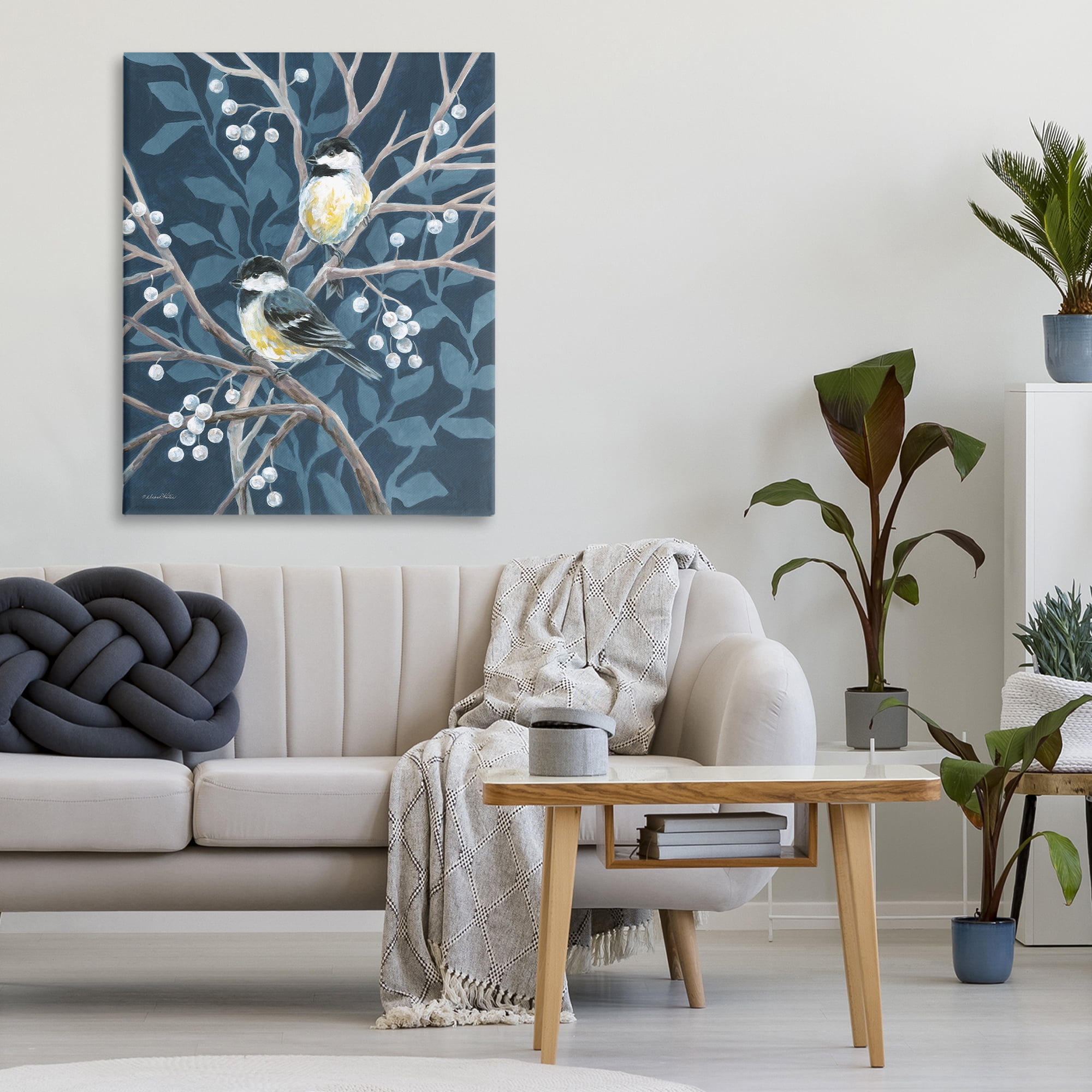Stupell Industries Chickadees on Winter Berries Canvas Wall Art, design by Diane Kater