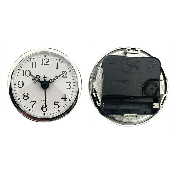 80mm Quartzs Clock Insert Miniature Movement Arabic Numerals White Dials Silver Trim Clock Head for Crafts and Repairs