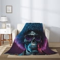thumbnail image 2 of Sikiie Punk Style Blue Haired Skull Cozy Flannel Fleece Throw Blanket: Lightweight & Thick for All Seasons - Perfect for Women, Men, & Kids"60"x50", 2 of 6