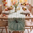 thumbnail image 2 of Smile Pumpkin Eucalyptus Leaves Thanksgiving Buffalo Plaid Fall Table Runner 13 x 72, 2 of 9