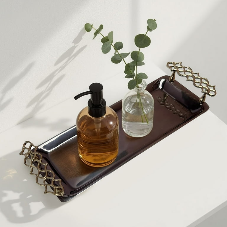 slim fit dress slacks Decorative Tray, Gold Metal Handle with Genuine Marble, Handmade Vanit   Ingle Home