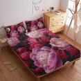 thumbnail image 2 of Flower Fitted Sheet Set with Pillowcase 3D Rose Printed Bedding Set Home Bedroom Decor,Full(54"x75"), 2 of 5