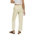 thumbnail image 2 of Hat and Beyond Women's Classic Slim-Fit Linen Pants with Waist Band, 2 of 6