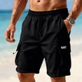 thumbnail image 2 of Cargo Shorts for Men Elastic Waist Drawstring Lightweight Hiking Shorts Breathable Stretch Casual Shorts, 3XL, 2 of 8