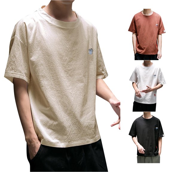 Trendfront Mens Solid Color Oversized T Shirts Crewneck Short Sleeve Small Chest Graphic Casual Summer Street Tee Tops