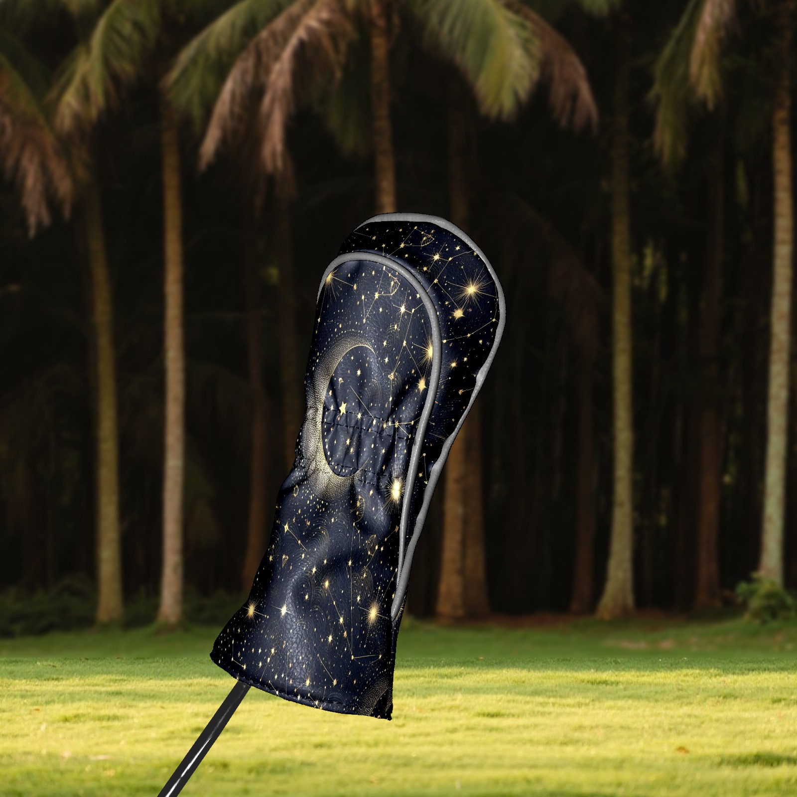 Golf Club Covers, Blue Starry Night Premium PU Leather Driver Hybrid Putter Head Covers with Velvet Lining, Waterproof Golf Gifts for Men Women