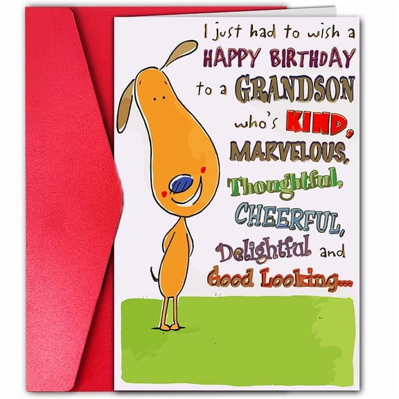 Happy Birthday Grandson Greeting Card - Fun and Colorful Design for Celebrating Special Moments