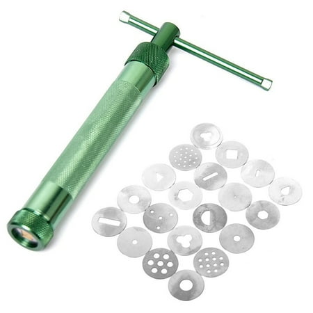 - Portable Polymer Clay Gun Extruder Sculpey Sculpting Tool with 20 Interchangeable Discs (Green)
