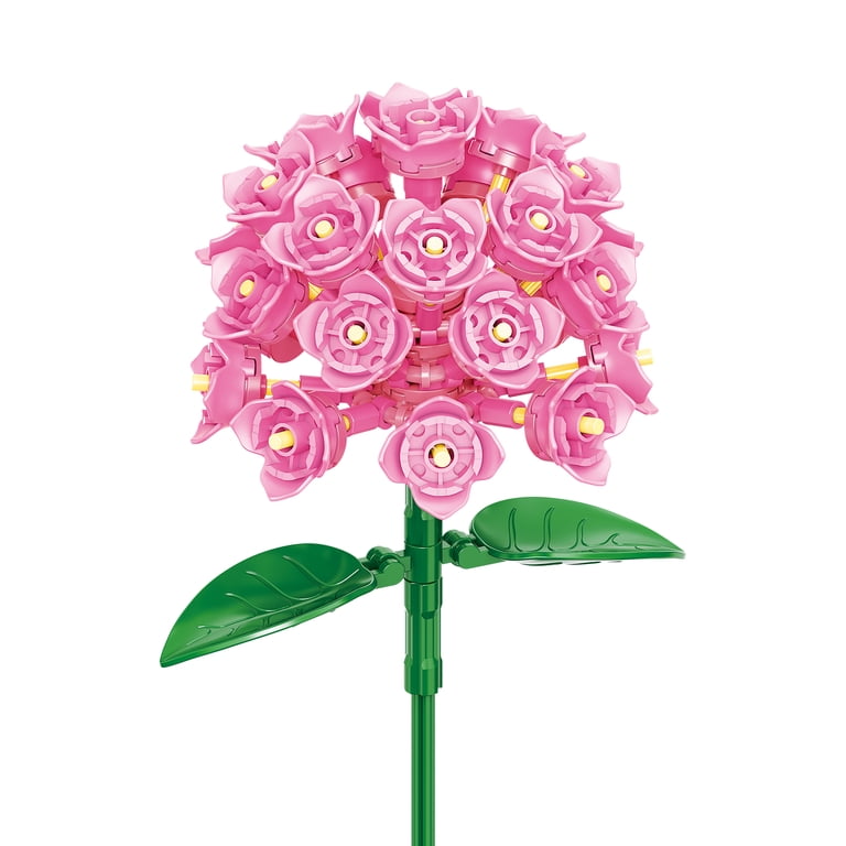 Brickcraft Pink Hydrangea Building Kit, 121-Piece Set, Floral