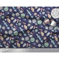 thumbnail image 3 of Soimoi Blue Georgette Viscose Fabric Satellite & Planet Galaxy Printed Fabric 1 Yard 42 Inch Wide, 3 of 3