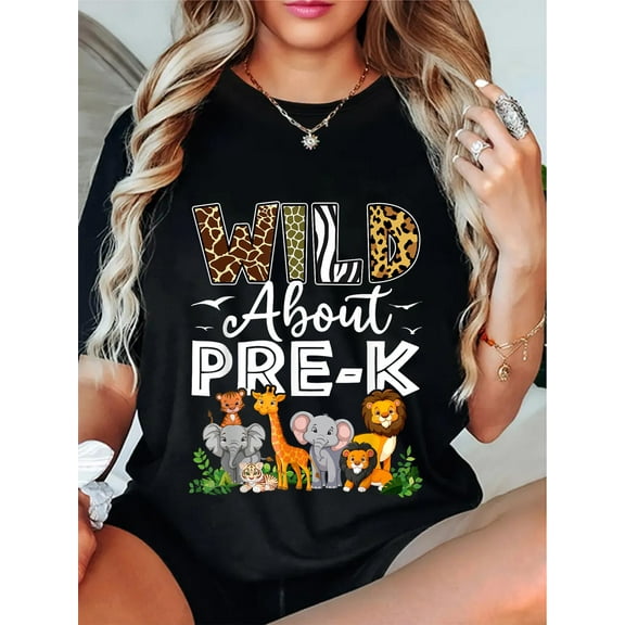 100% Cotton Pre-k Teacher, Back To School Wild About Pre-k T-Shirt