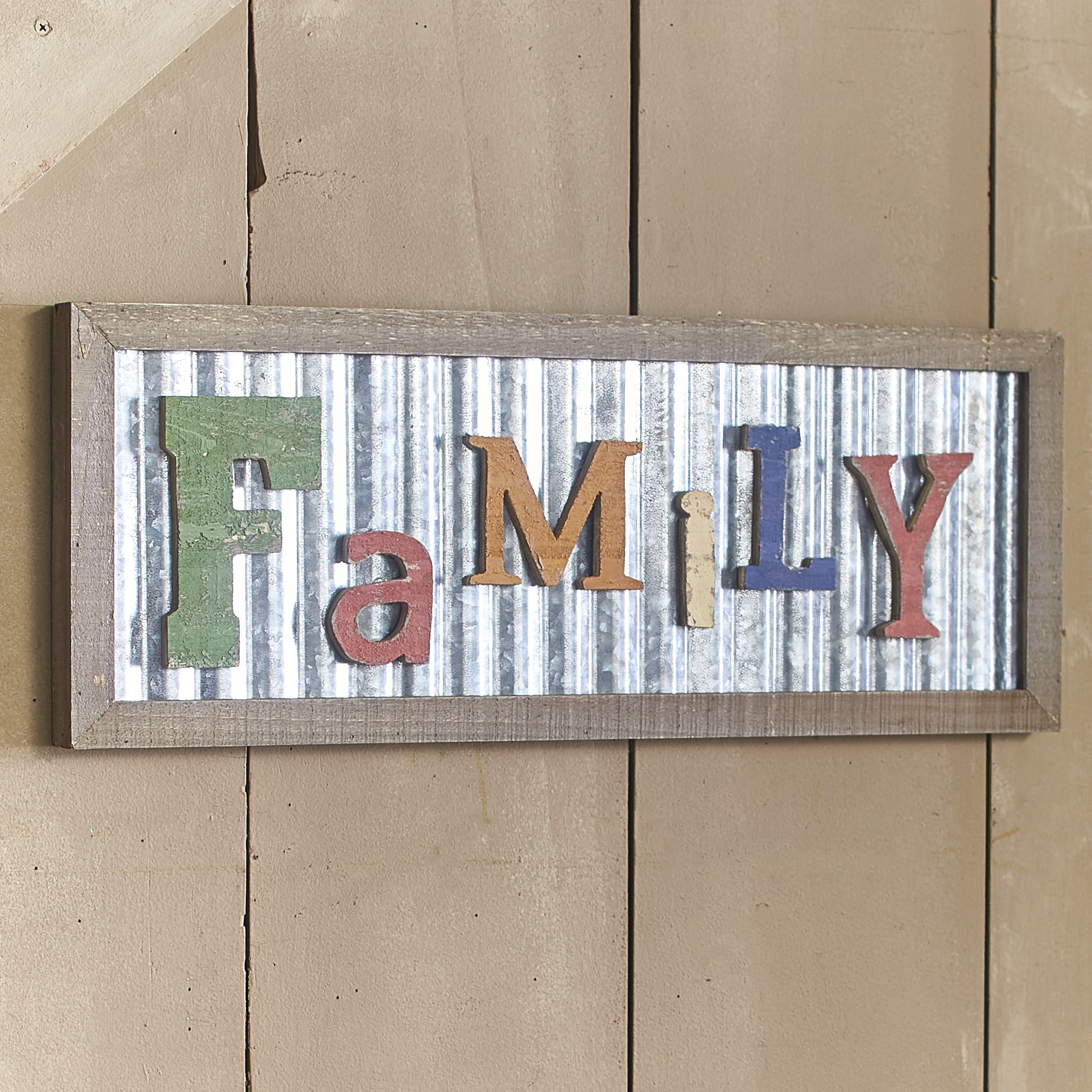 Galvanized Metal Wall Hanging Sign Family Farmhouse Sentiment Sign