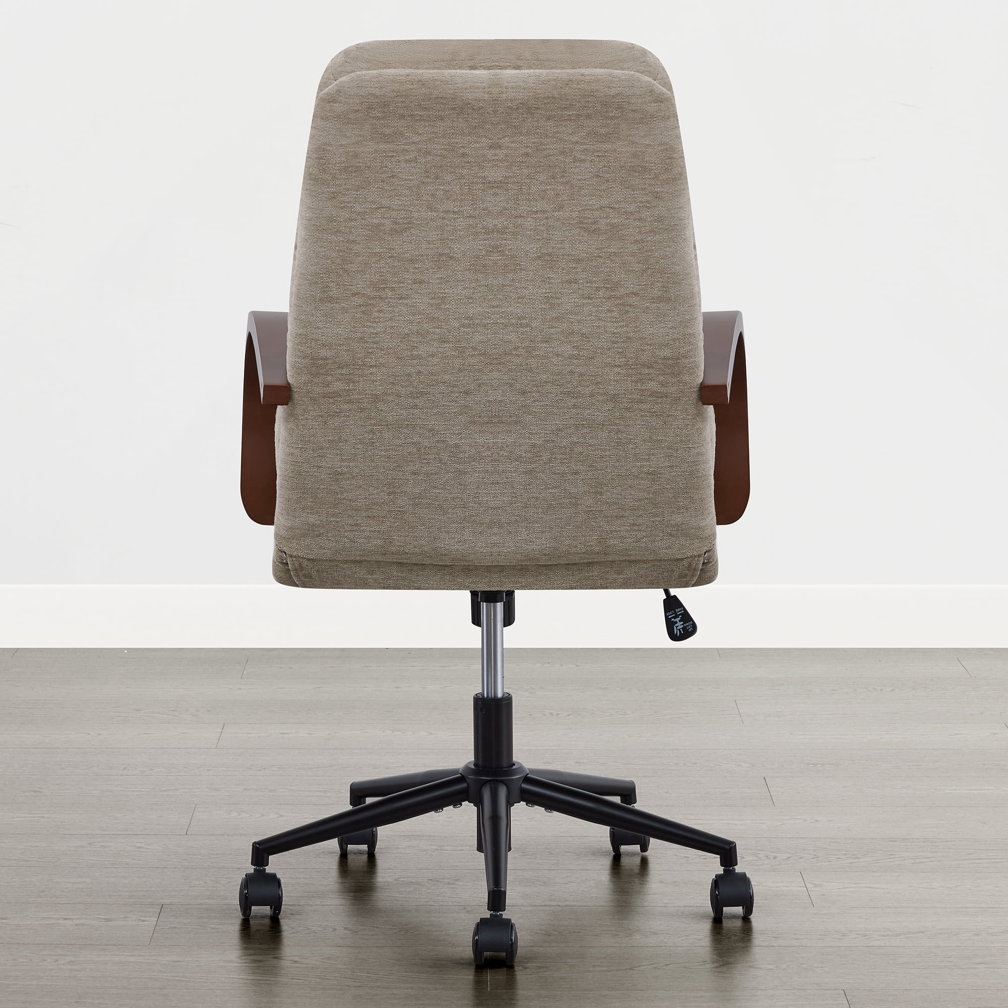 Spruce & Spring Modern Ergonomic Swivel Office Chair with Bentwood Arms, Upholstered High Back Desk Chair with Tilt Function and Durable Metal Base, Khaki
