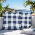 thumbnail image 5 of Waterproof Throw Pillow Covers Set of 2, 24x24 Inch Navy Blue Plaid Decorative Pillowcases Outdoor Pillow Slip Cushion Covers Set for Couch Tent Spring Farmhouse Buffalo Checkered, 5 of 7