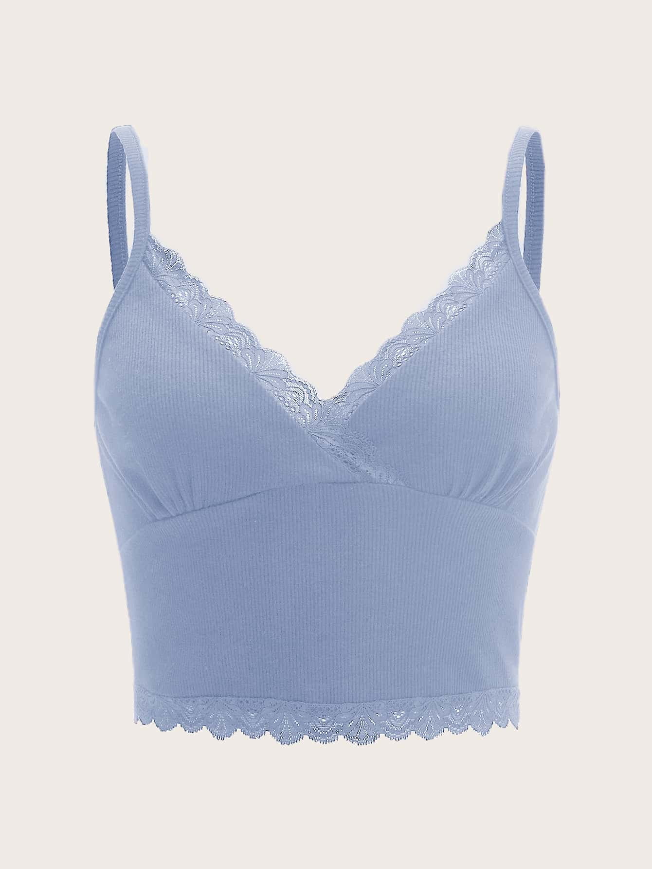 Contrast Lace Crop Cami Top - Walmart.com