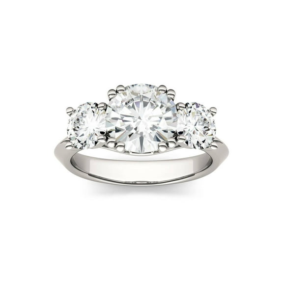Charles & Colvard 14K White Gold Moissanite 8mm Round Engagement Ring-Size 8 3.10cttw DEW