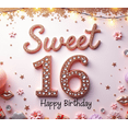 thumbnail image 4 of Flower Design Sweet 16 Banner Glittery Number Birthday Banner Happy Birthday for Teen Celebration Indoor Decor Festive Party, 4 of 8