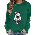 thumbnail image 2 of Women's Cute Ghost Graphic Sweatshirts Funny Halloween Pullover Tops Casual Long Sleeve Crewneck Shirts Loose Fit Fall Clothes Novelty Holiday Graphic Tees, 2 of 6